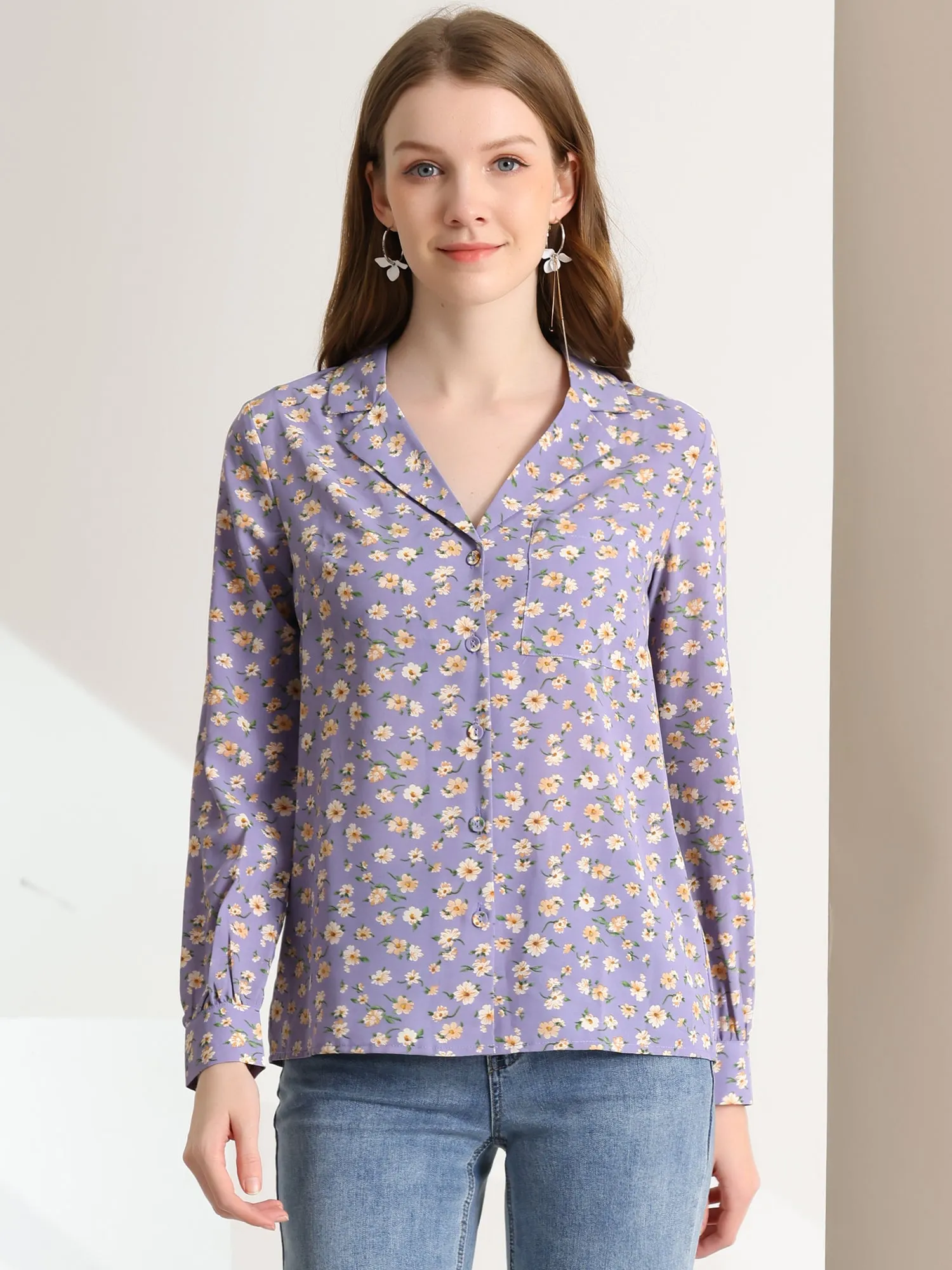 1950s Vintage Long Sleeve Printed Button Down Tops