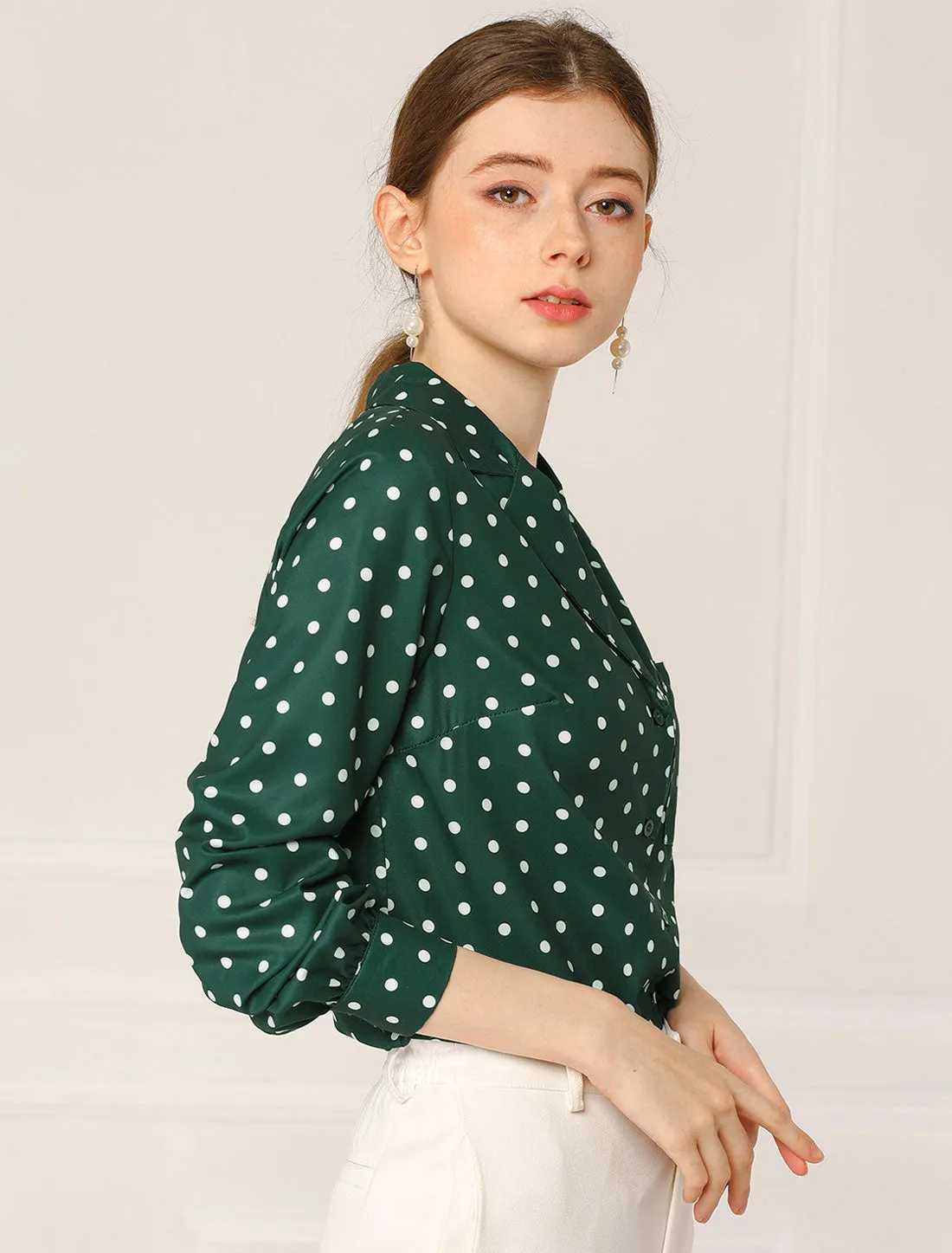 1950s Vintage Long Sleeve Printed Button Down Tops