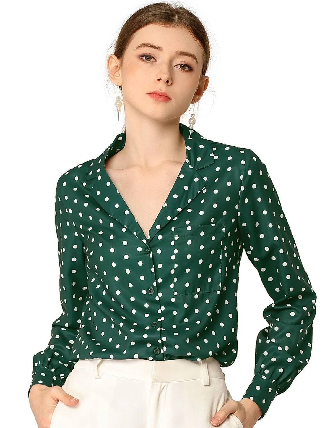 1950s Vintage Long Sleeve Printed Button Down Tops