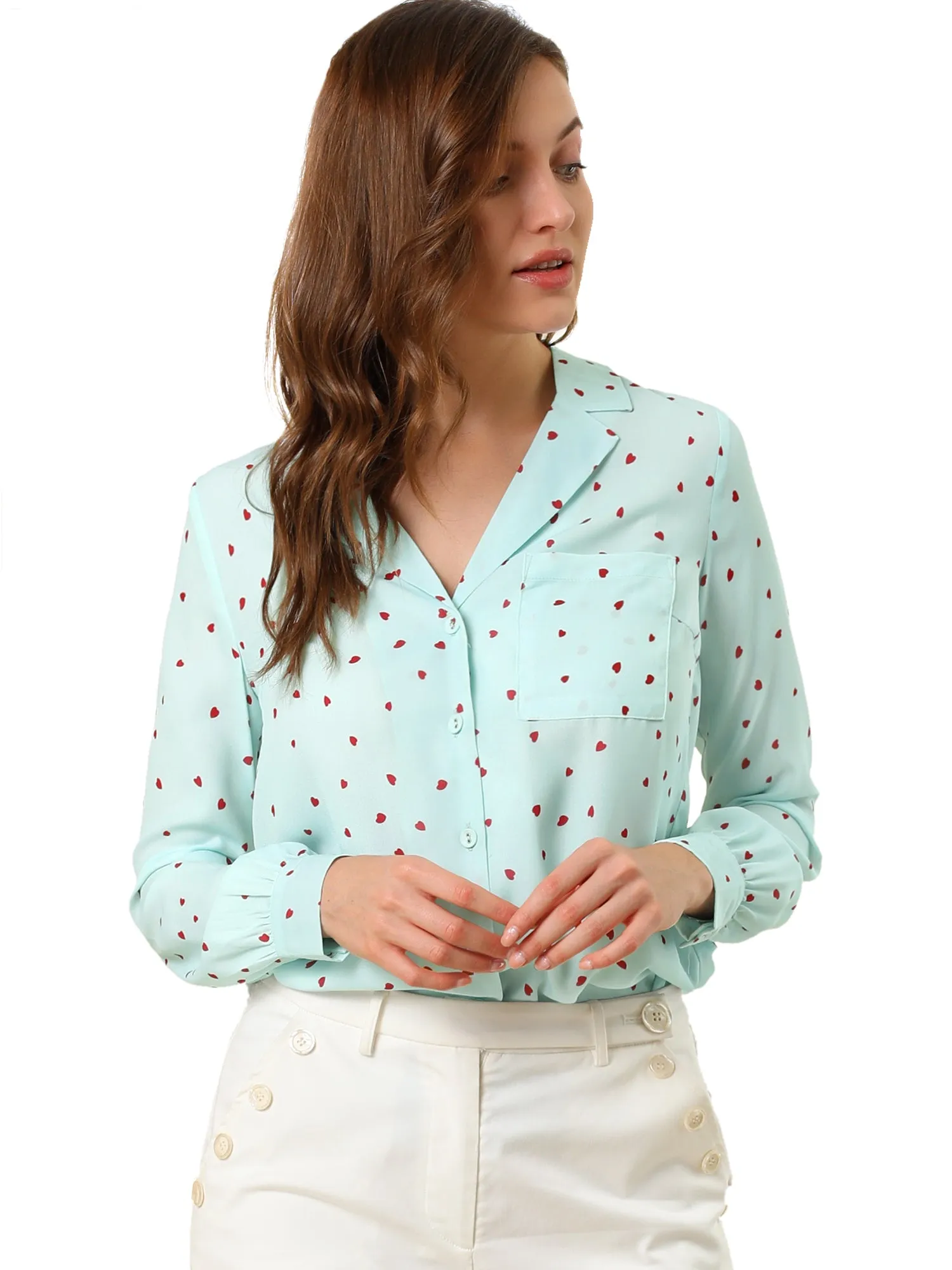 1950s Vintage Long Sleeve Printed Button Down Tops