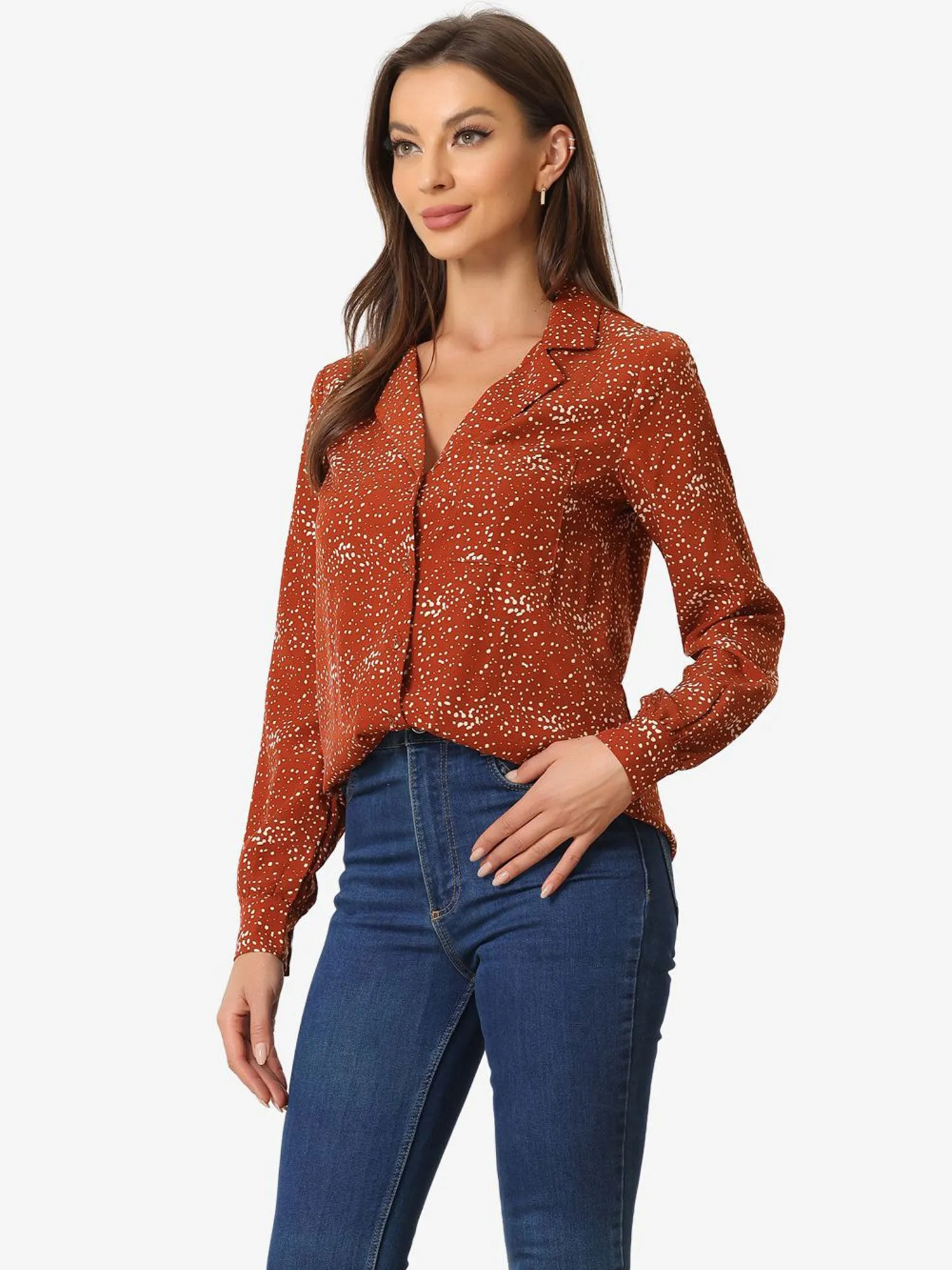 1950s Vintage Long Sleeve Printed Button Down Tops