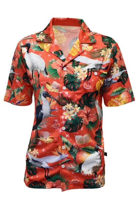 Adult Short Sleeve Sun Safe Hawaiian Shirt - Christmas Bin Chicken