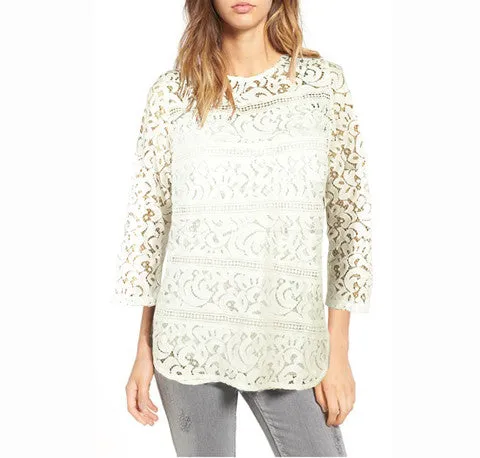 ASHORE WOMENS COTTON LACE BLOUSE TOPS