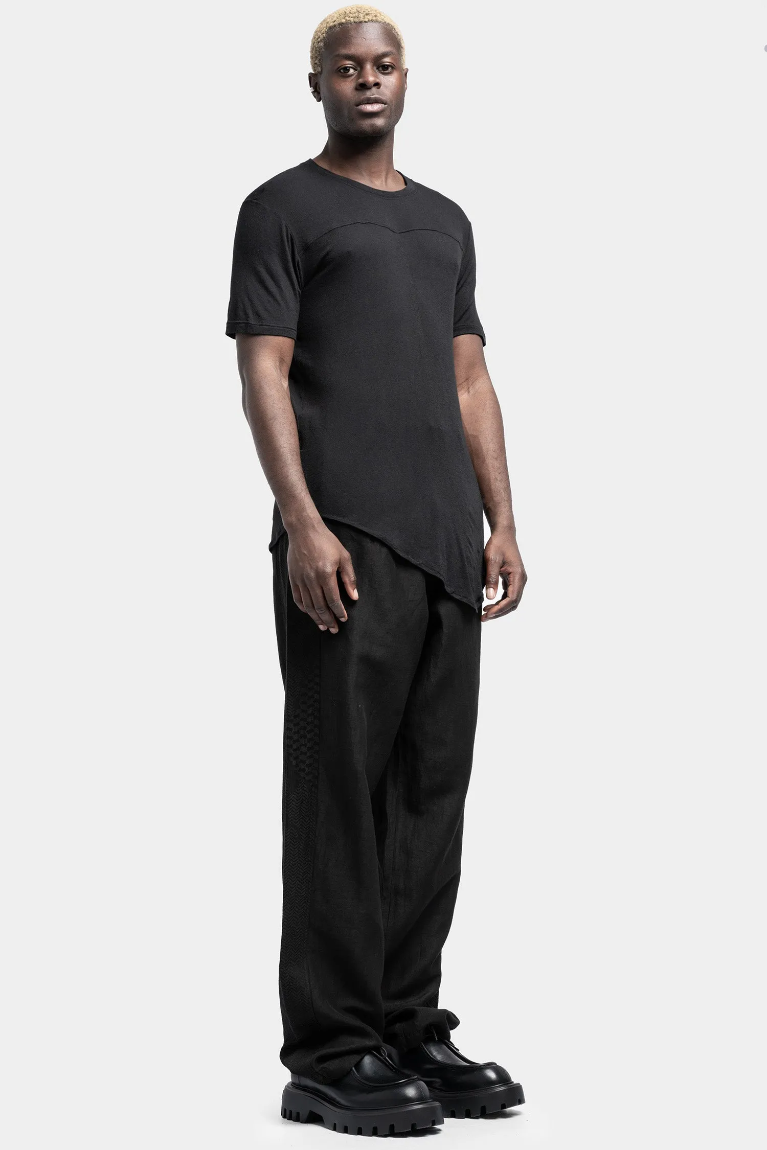 Asymmetrical viscose/silk t-shirt