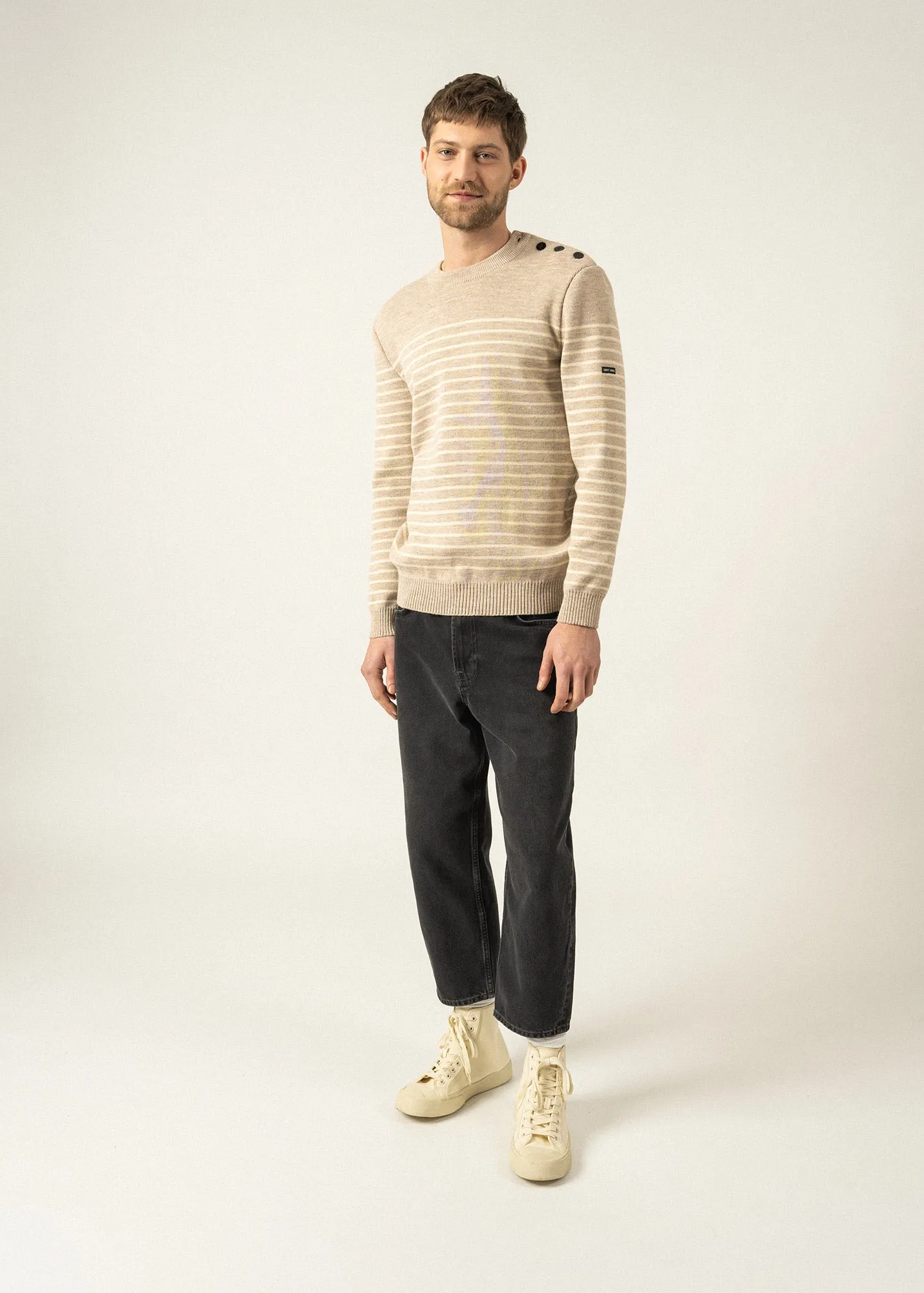 Binic striped sailor jumper - regular fit, in pure new wool (BEIGE/ECRU)