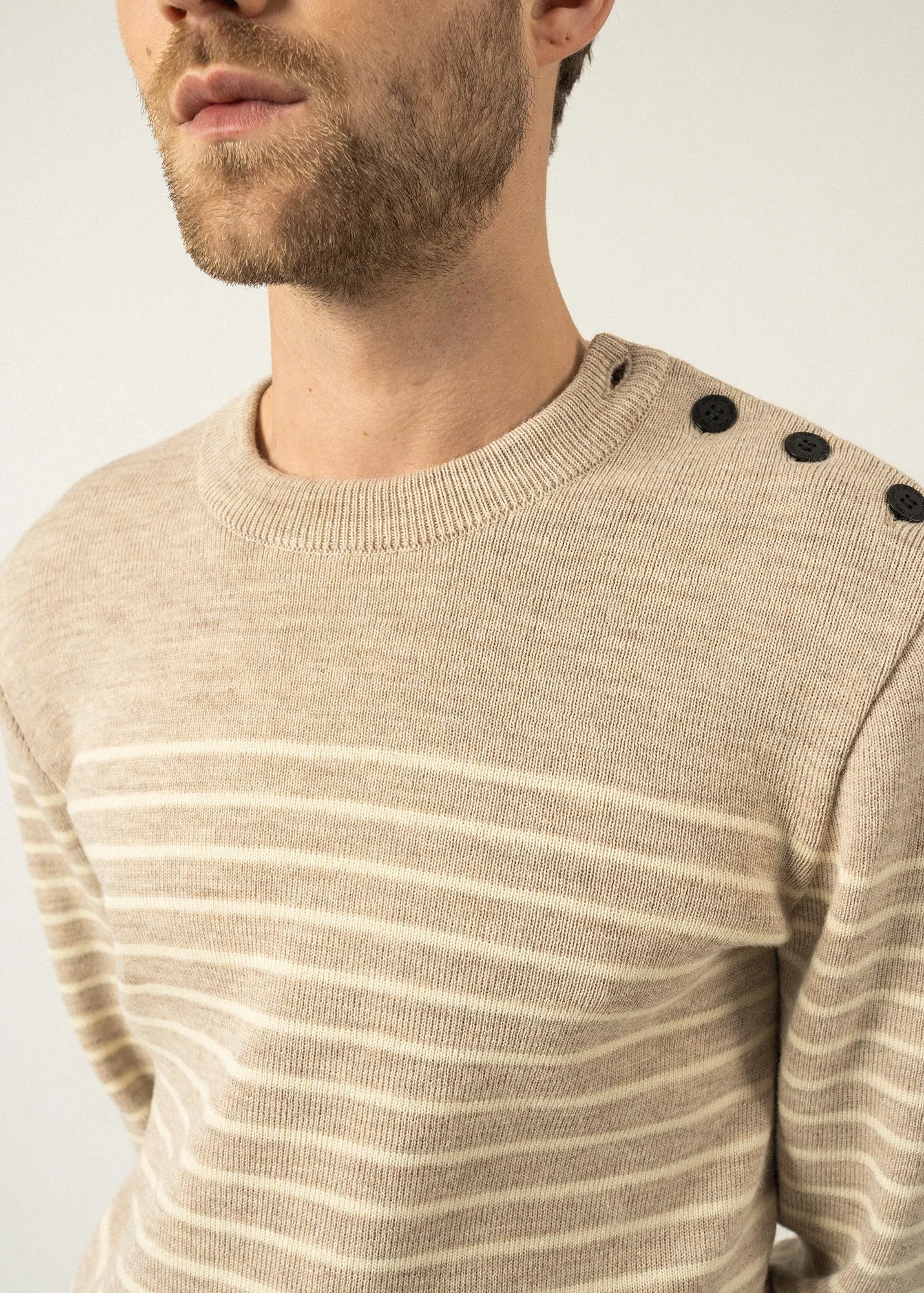 Binic striped sailor jumper - regular fit, in pure new wool (BEIGE/ECRU)