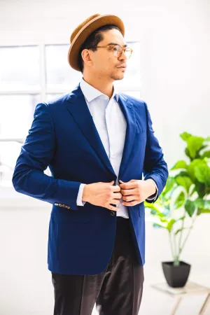 Blue Wool-Silk Blazer