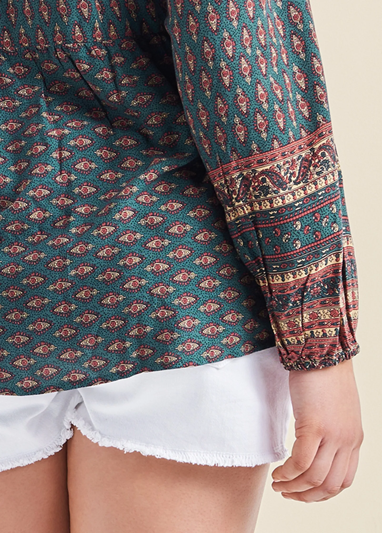 Boho Printed Top - Navy Multi