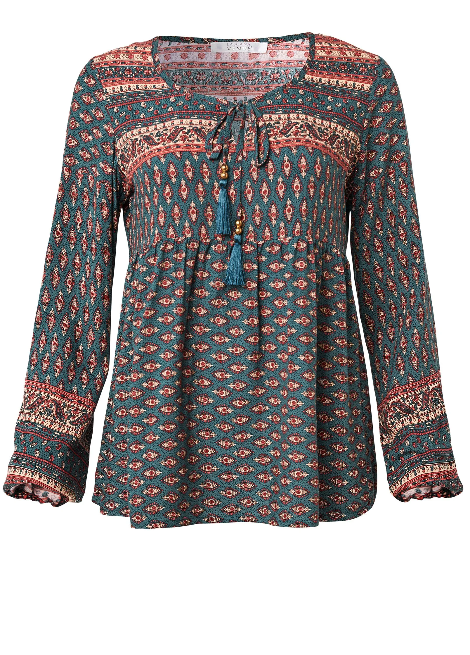 Boho Printed Top - Navy Multi