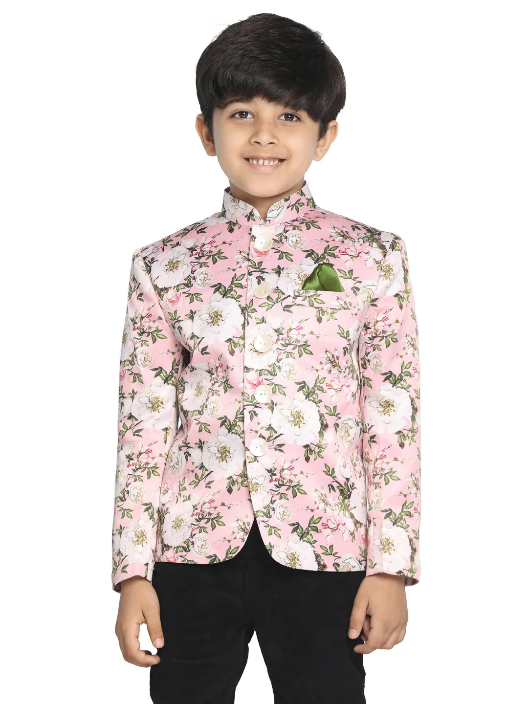 Boy's Multicolor-Base-Pink Jodhpuri - Vastramay Boys