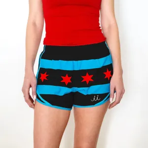 Chicago Flag Women's Mag Miler Black Running Shorts