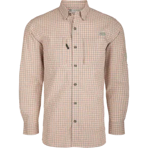 Classic Seersucker Grid Check Button-Down Long Sleeve Shirt