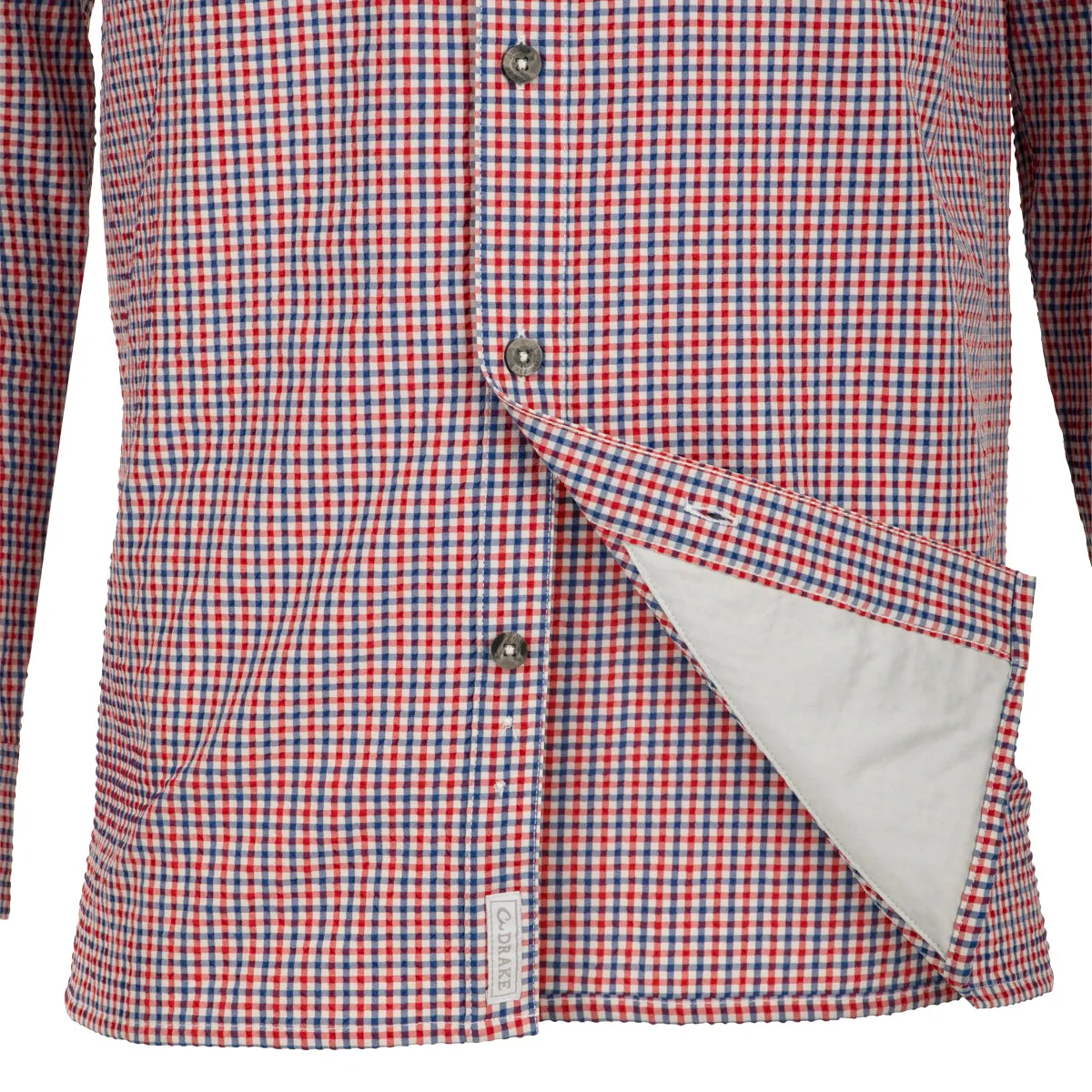 Classic Seersucker Grid Check Button-Down Long Sleeve Shirt