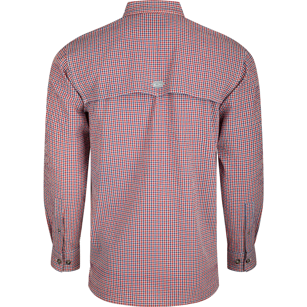 Classic Seersucker Grid Check Button-Down Long Sleeve Shirt