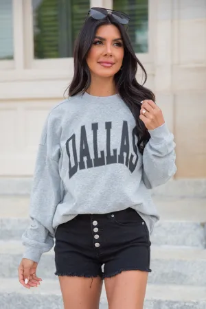 Dallas Light Grey Oversized Graphic Sweatshirt DOORBUSTER