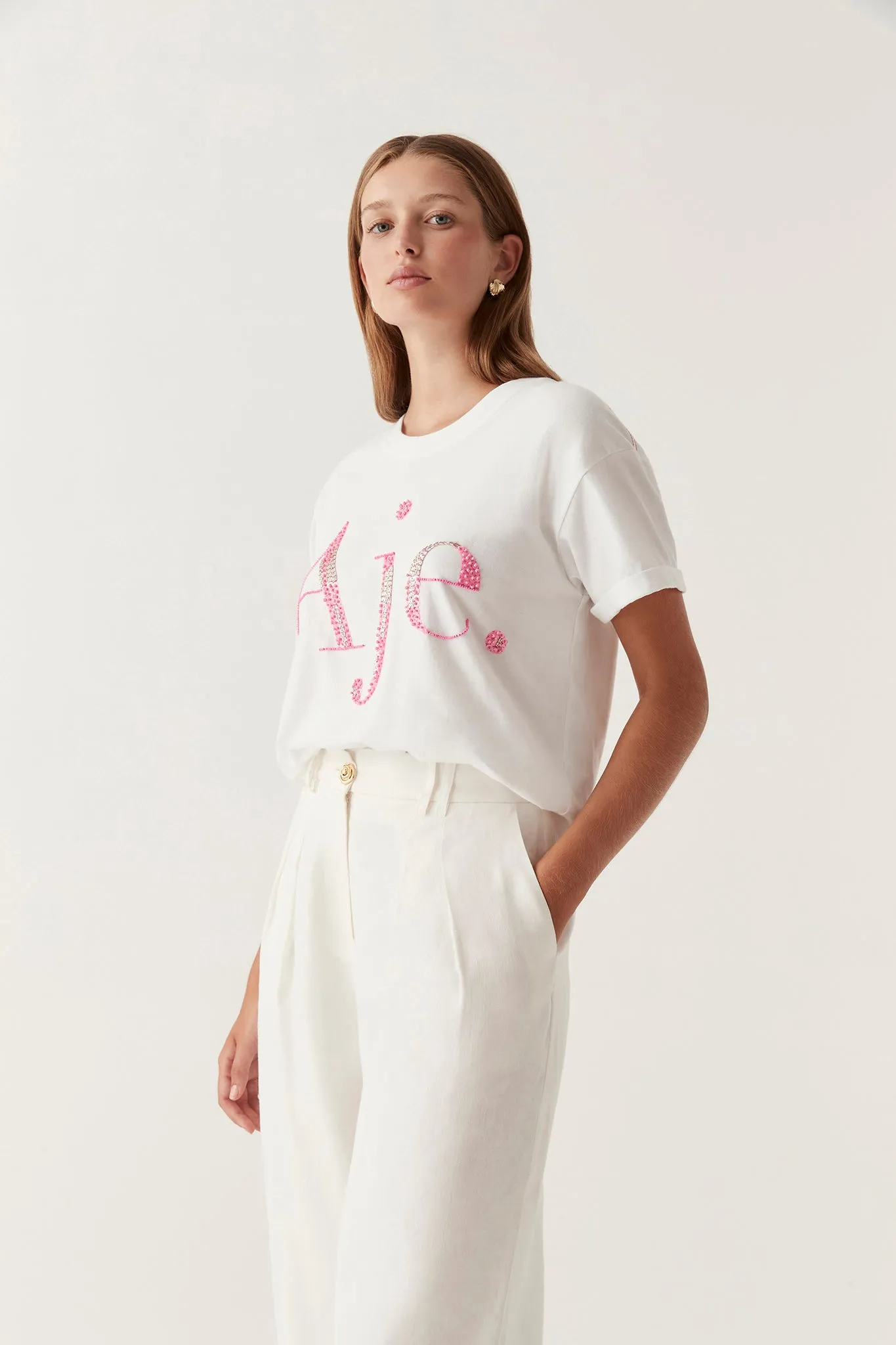 Doris Embellished Logo Tee