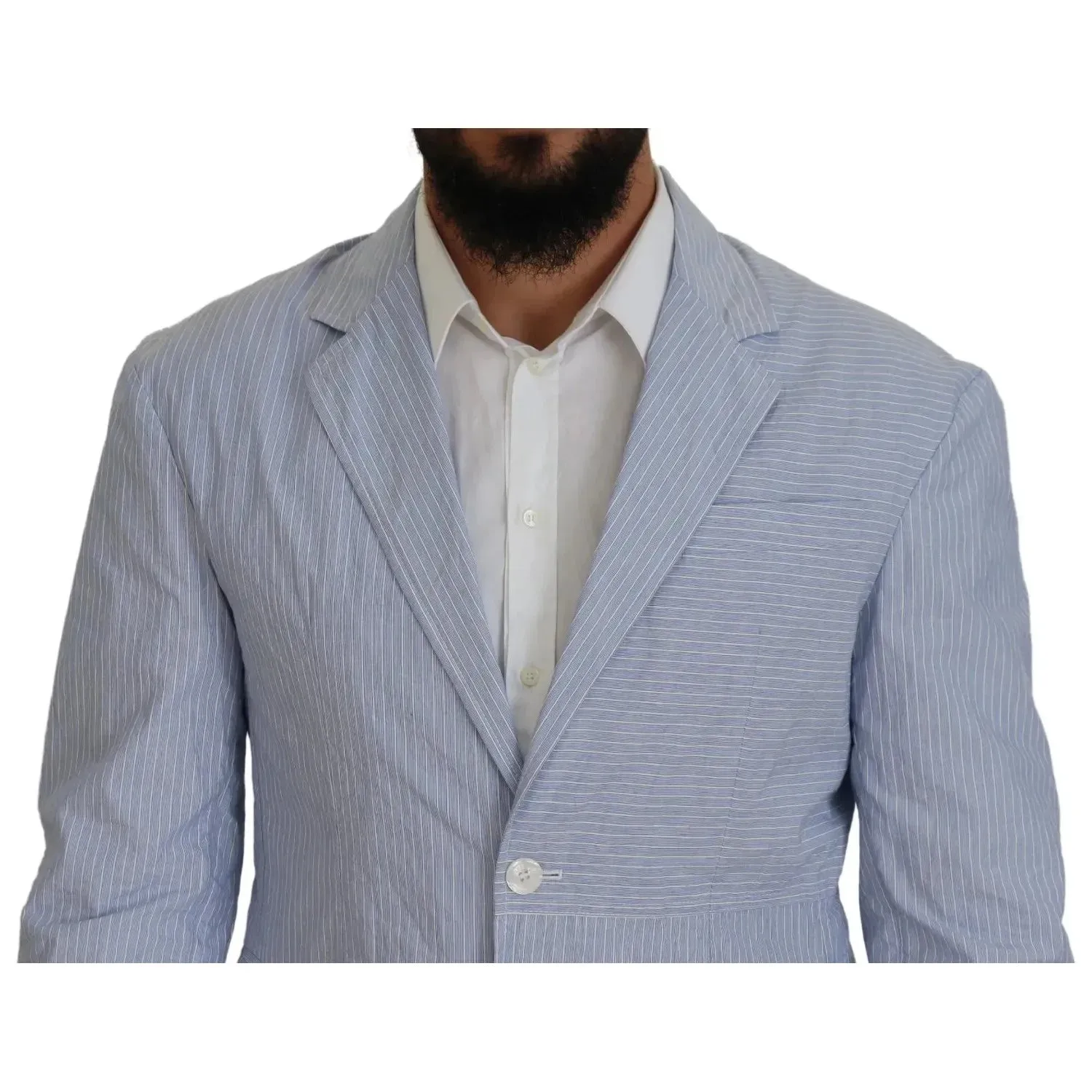 Dsquared² Blue Striped Single Breasted Formal Coat Blazer