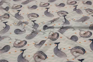 Grey Printed Crepe Fabric