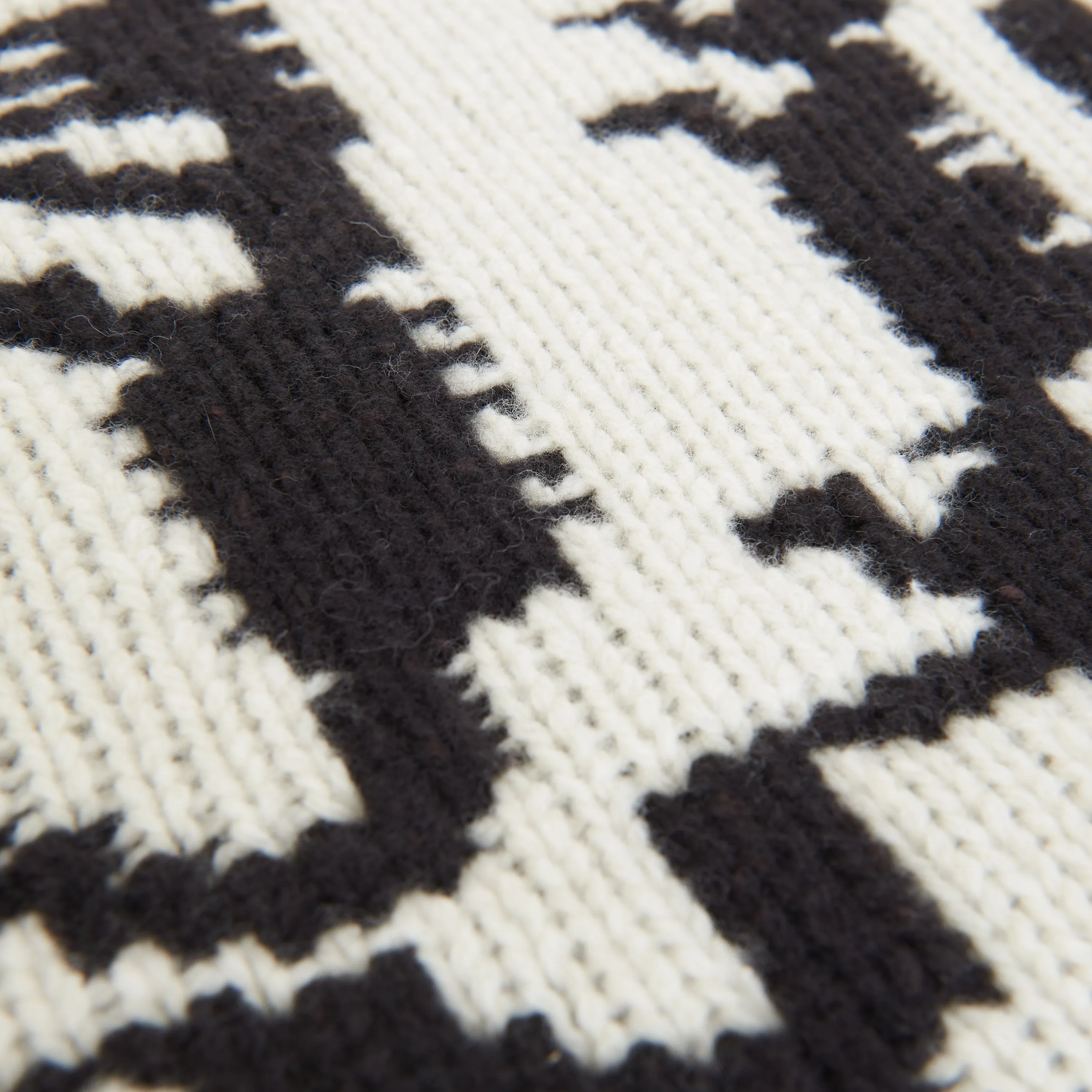 Jumper With Bottega Jacquard Graphic Writing In Black & White Wool