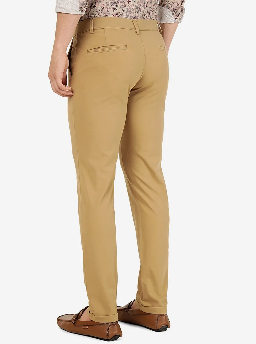 Khakhi Solid Venice Fit Casual Trouser | JadeBlue