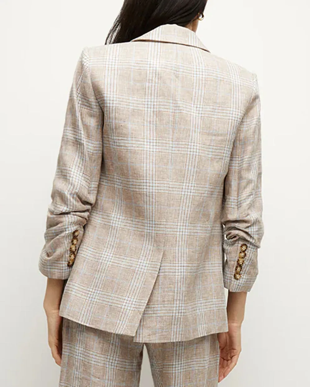 Khaki Check Linen Beacon Dickey Jacket