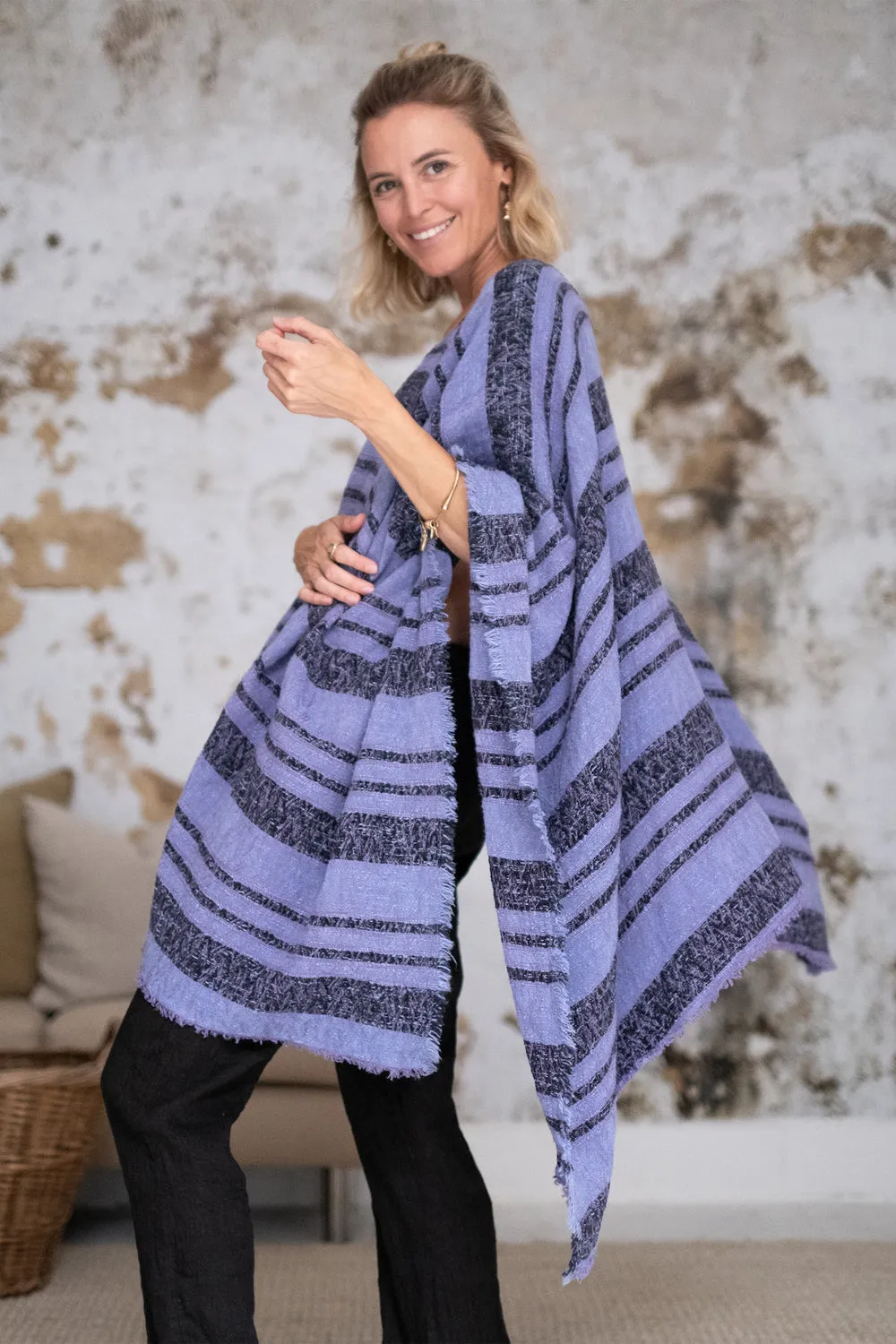 LA BOTTEGA DI BRUNELLA PONCHO AIRONE ZEBRA LAVANDA