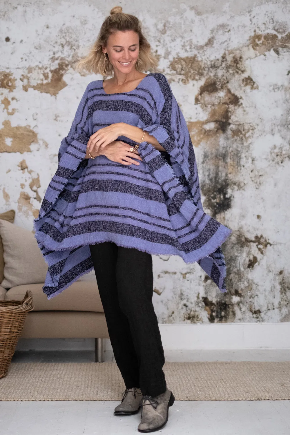 LA BOTTEGA DI BRUNELLA PONCHO AIRONE ZEBRA LAVANDA