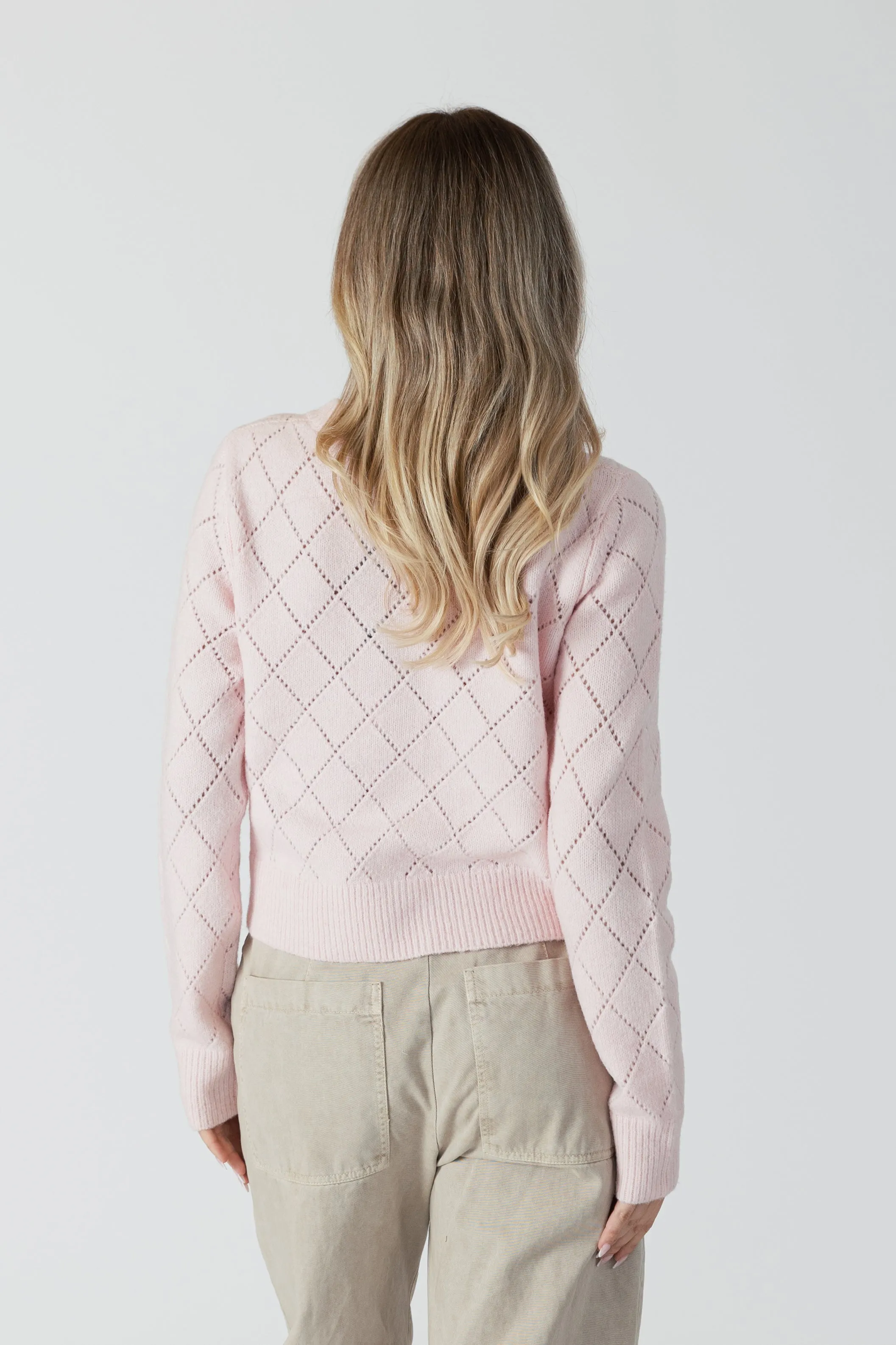 LACEY EMBROIDERED CHERRY CARDIGAN - PINK