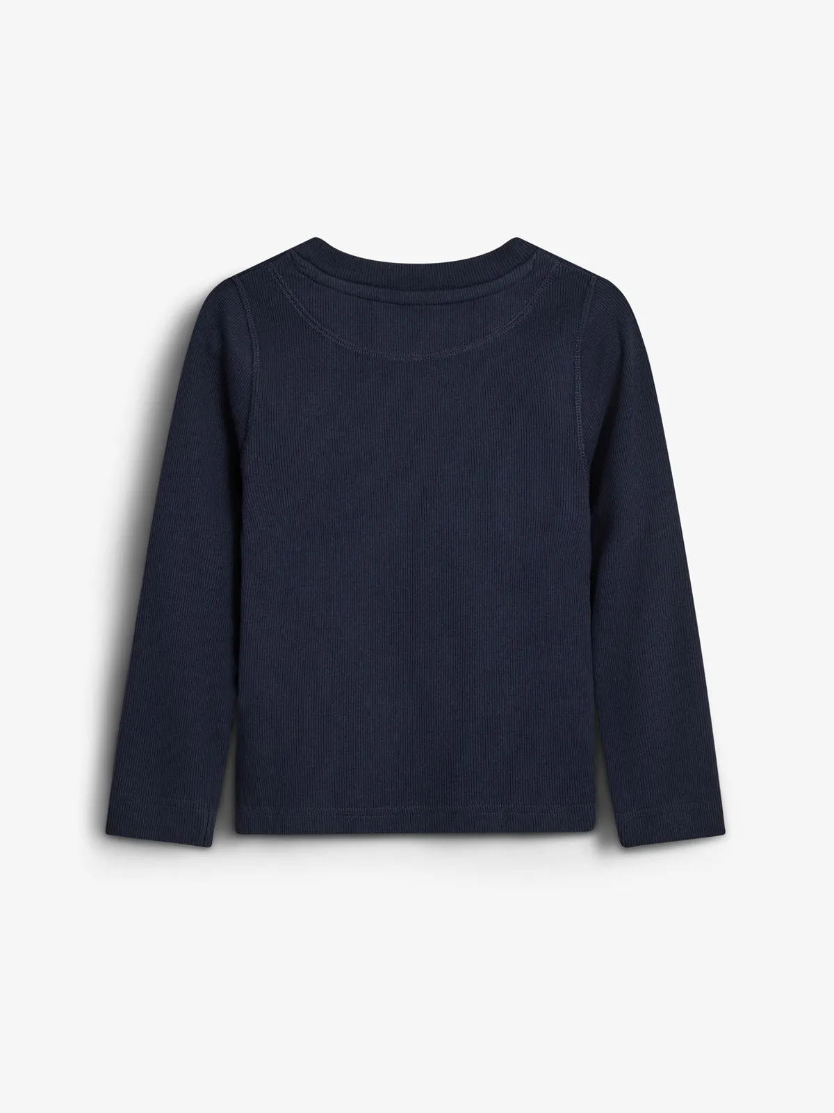 Long Sleeve Basic Rib T-shirt - Kids - Navy