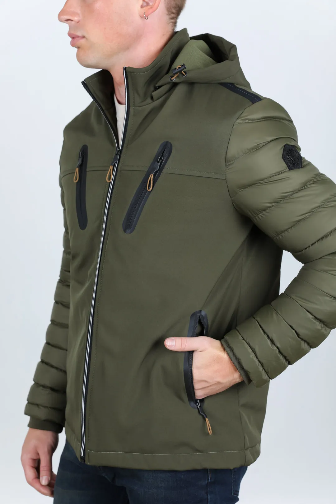 Men's Insulated Lightweight Water-Resistant Softshell Jacket - Olive