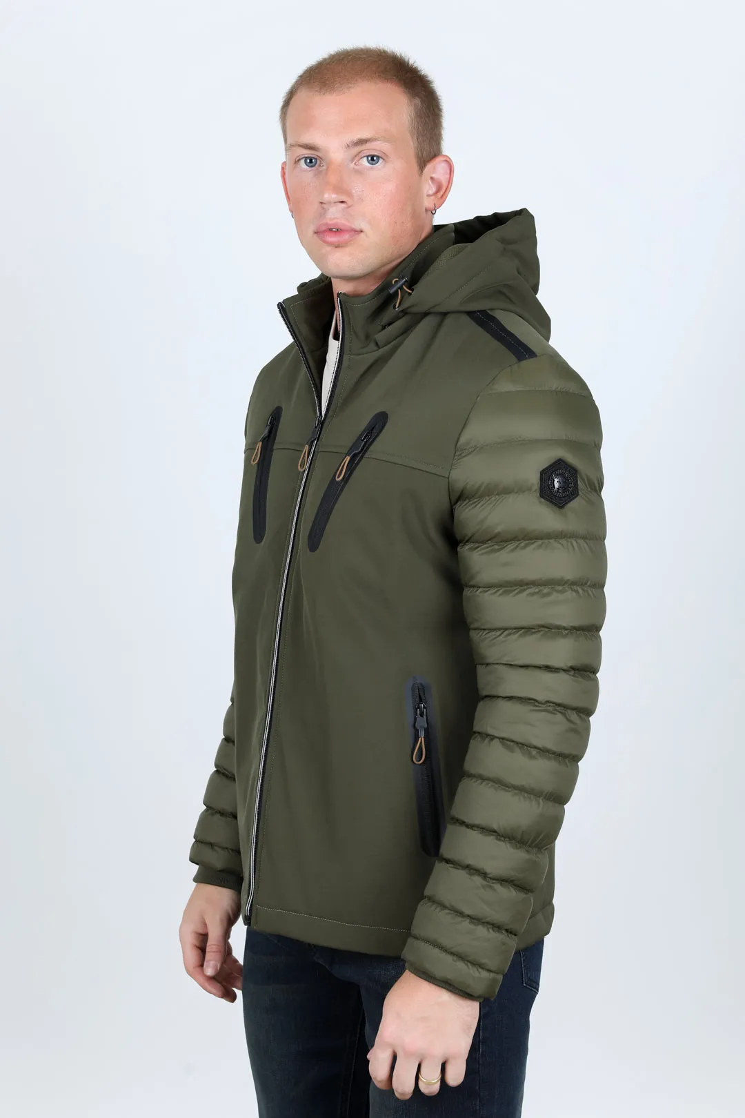 Men's Insulated Lightweight Water-Resistant Softshell Jacket - Olive