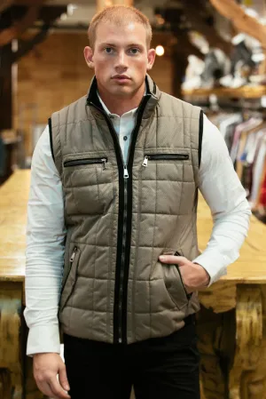 Men's Quilted Fur Lined Vest - Mocha