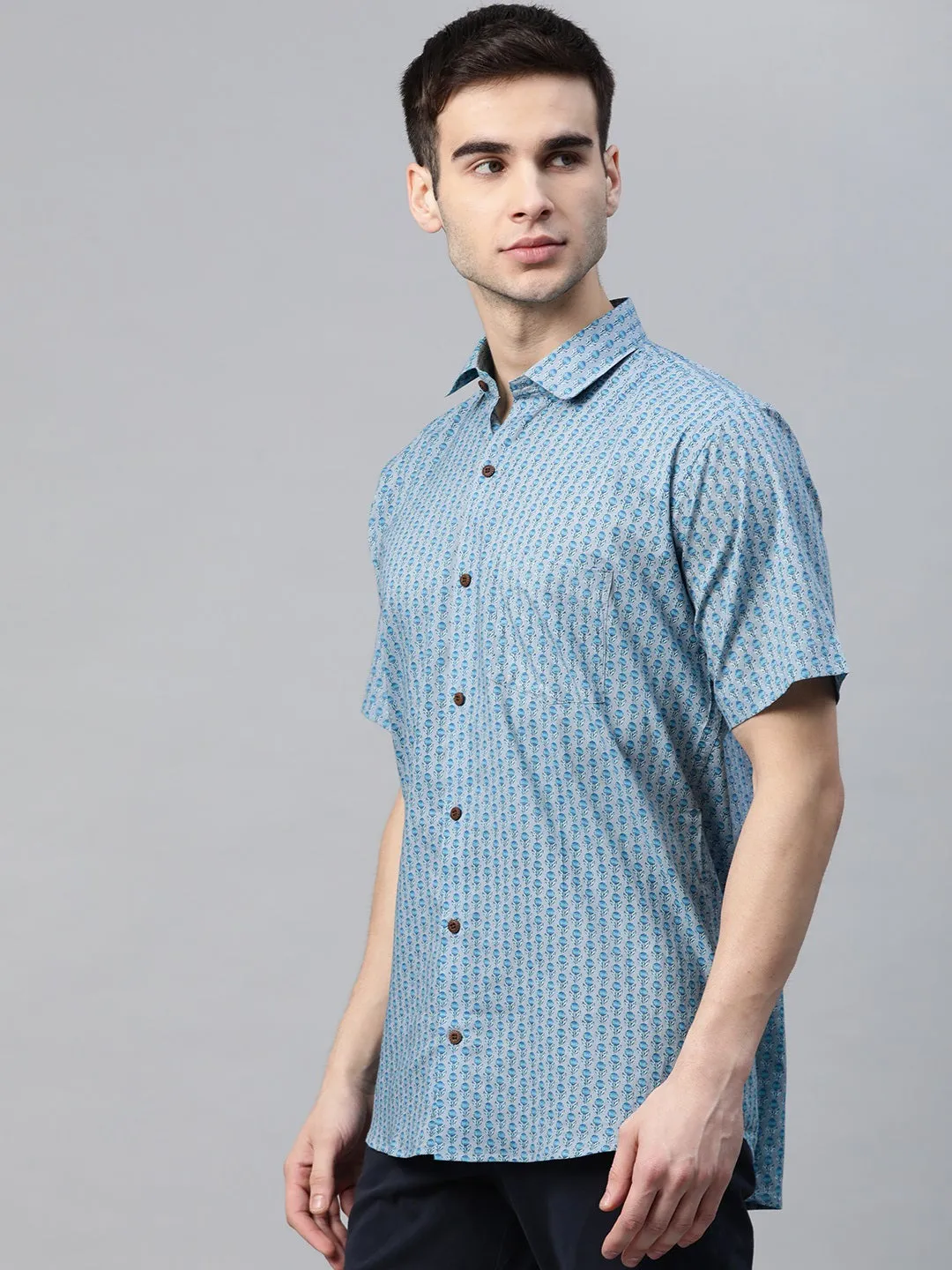 Millennial Men Grey Cotton Half Sleeves Shirt-Mmh052