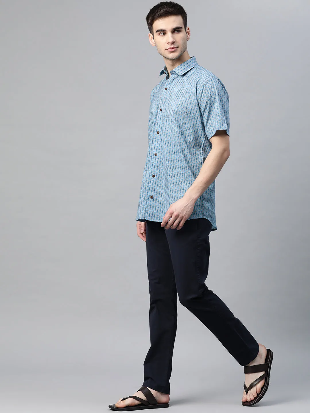 Millennial Men Grey Cotton Half Sleeves Shirt-Mmh052