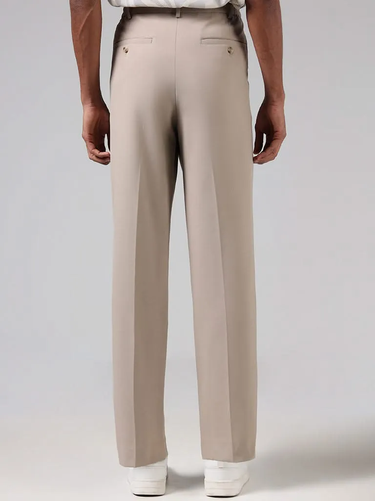 Nuon Beige Relaxed-Fit Mid-Rise Pants