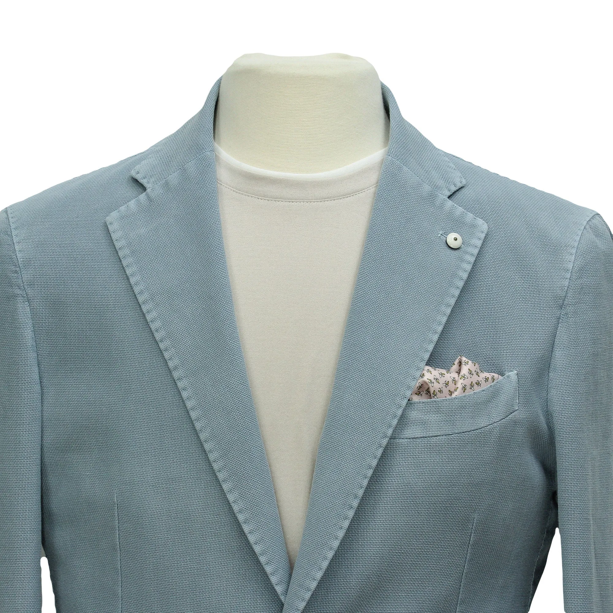 Ocean Blue Solid Cotton-Ramie Unconstructed Sport Jacket - L.B.M. 1911