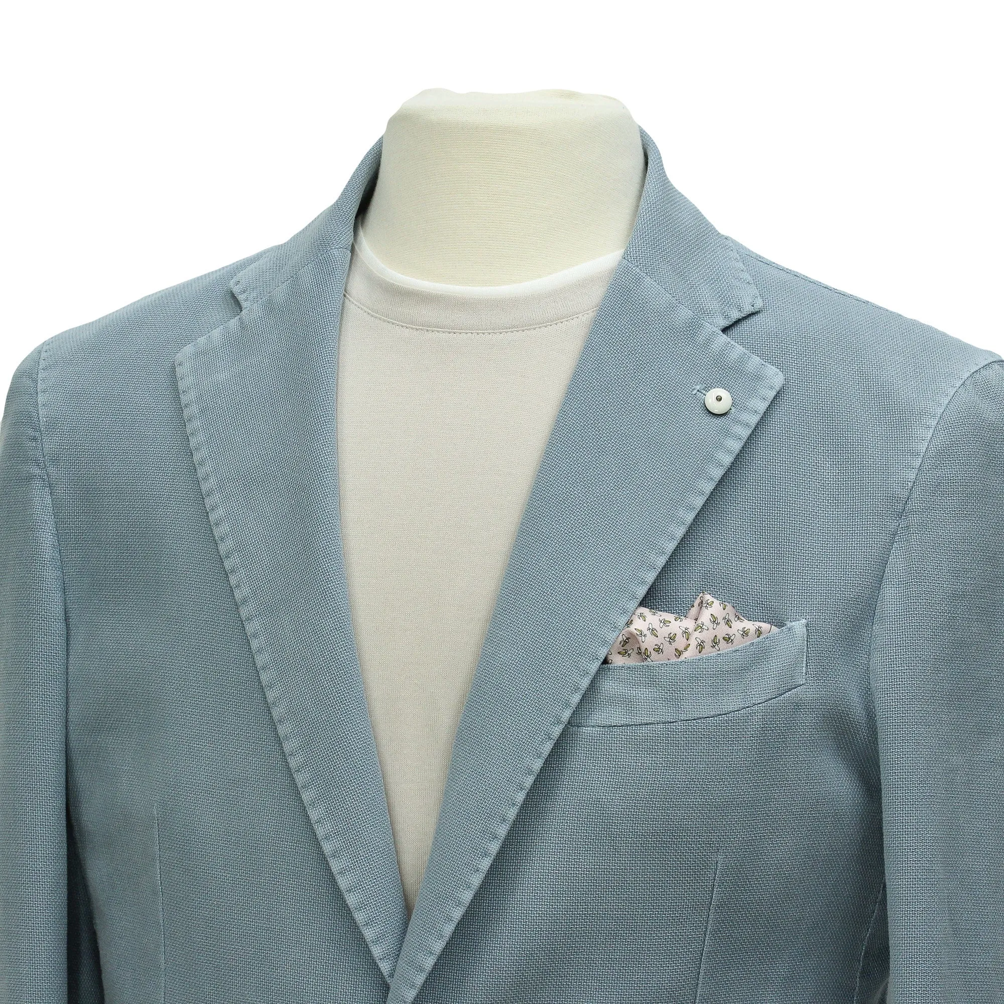 Ocean Blue Solid Cotton-Ramie Unconstructed Sport Jacket - L.B.M. 1911