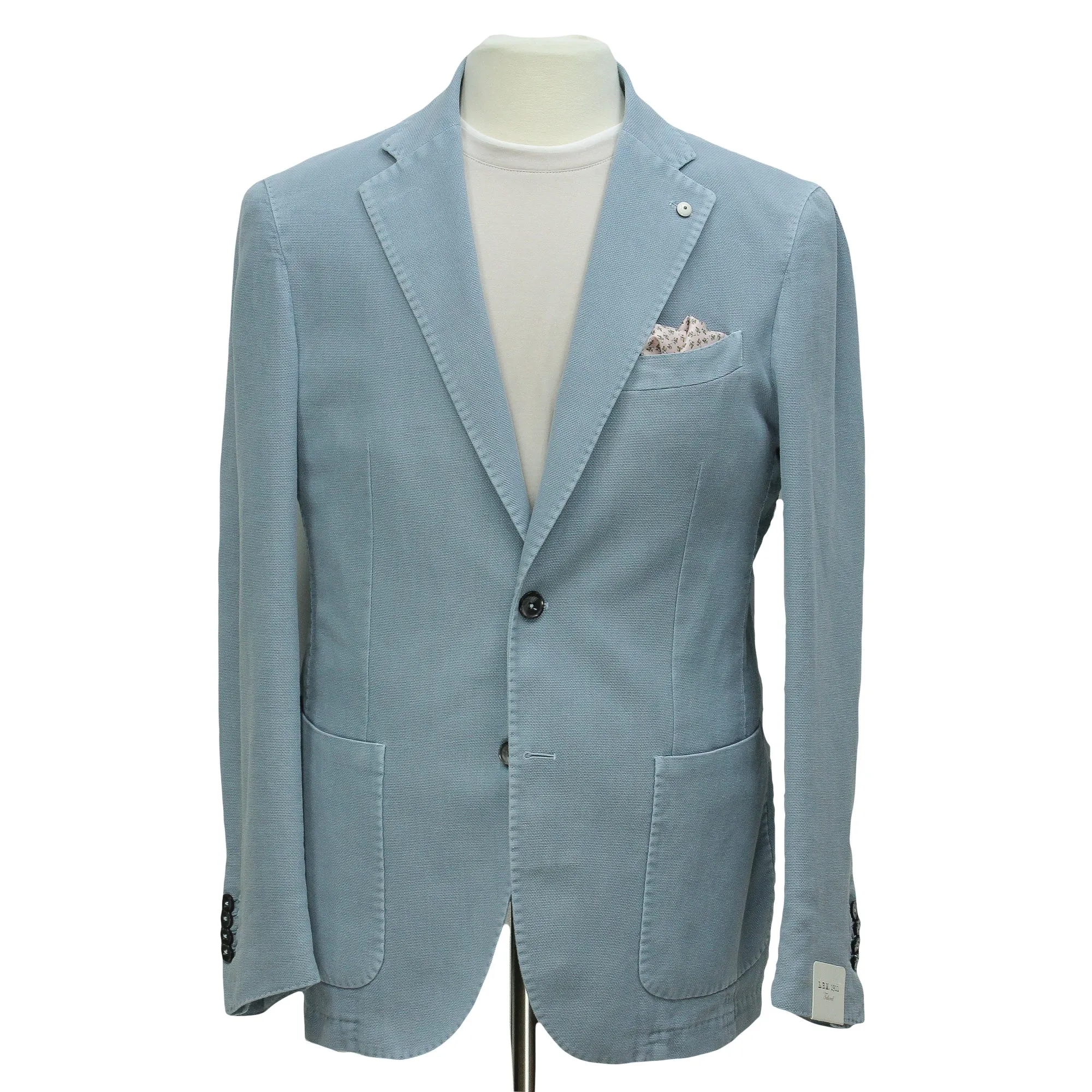 Ocean Blue Solid Cotton-Ramie Unconstructed Sport Jacket - L.B.M. 1911