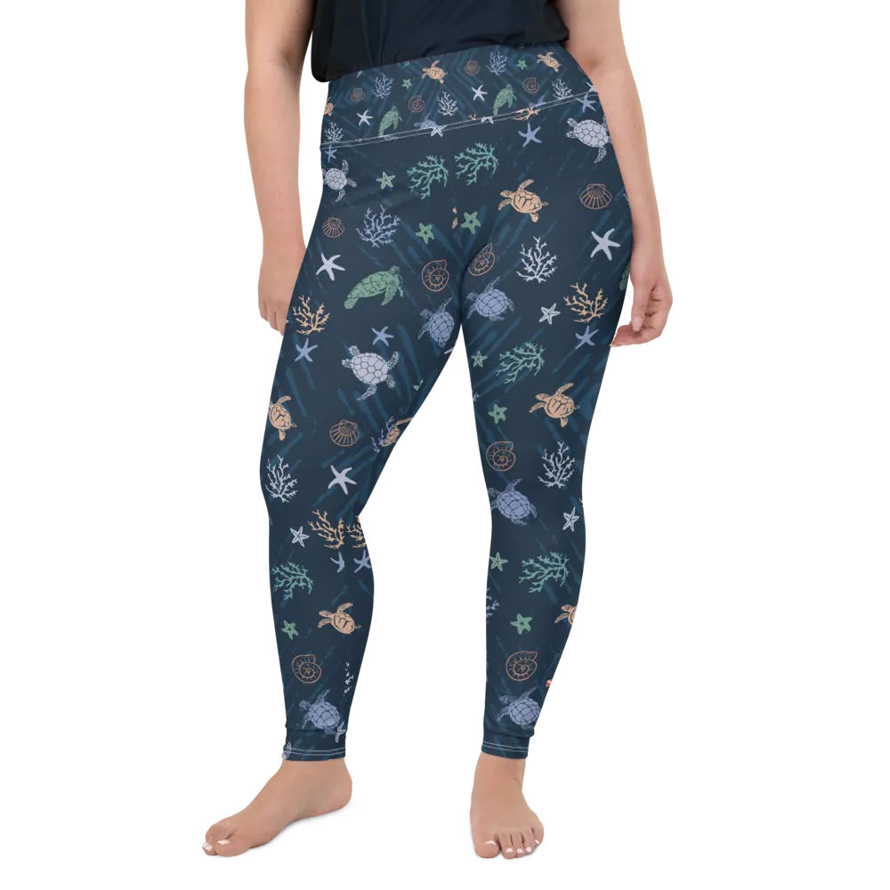 Ocean of Turtles Plus Size Leggings (Warehouse)