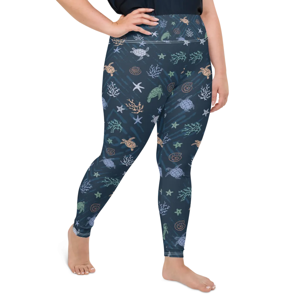 Ocean of Turtles Plus Size Leggings (Warehouse)