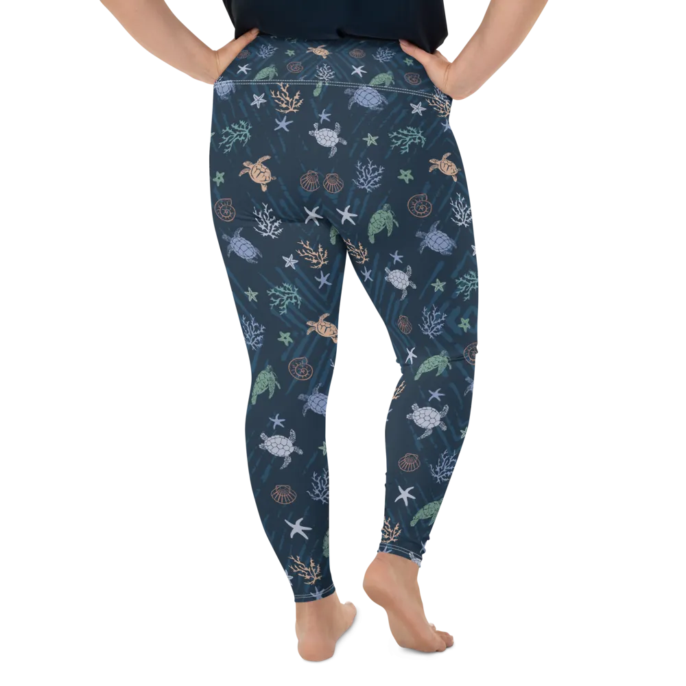 Ocean of Turtles Plus Size Leggings (Warehouse)