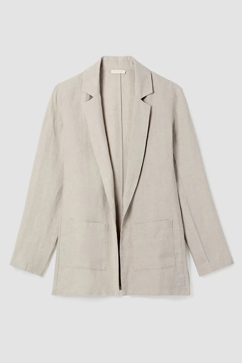 Organic Linen Notch Collar Long Blazer Undyed Natural