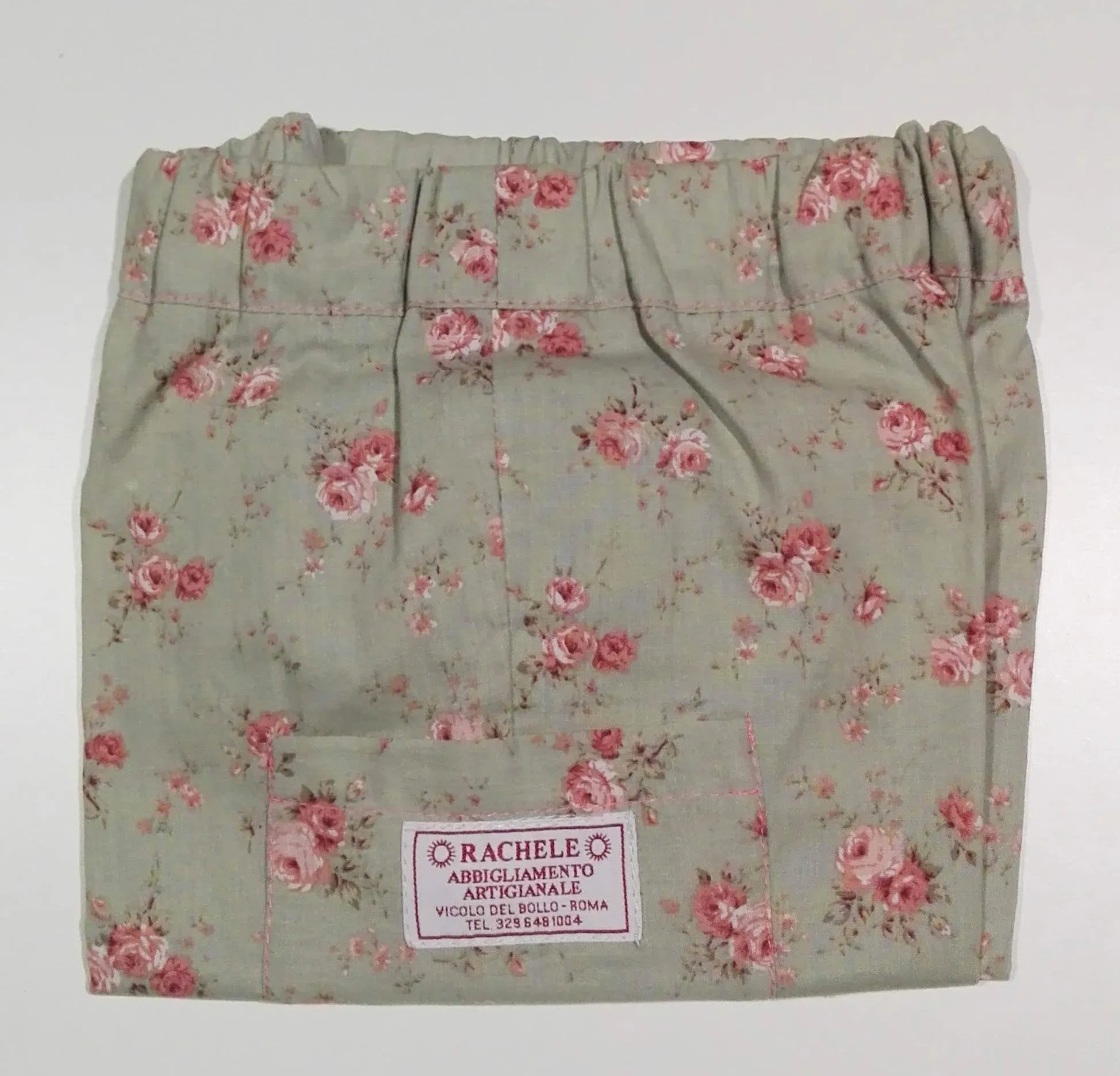 Pant midseason in cotton Green with Flowers