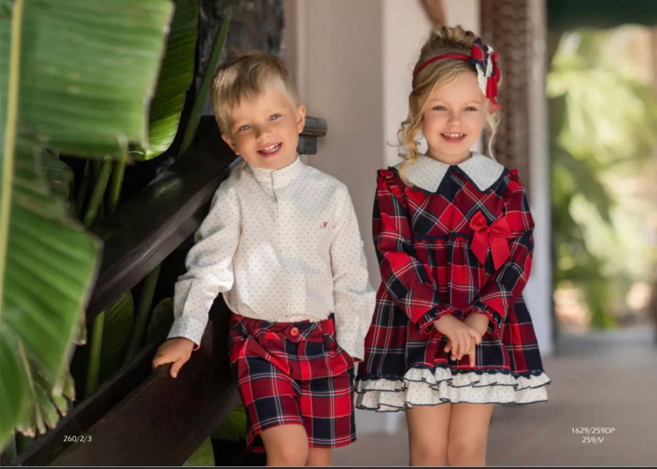 Polka Dot Checkered Shorts Set