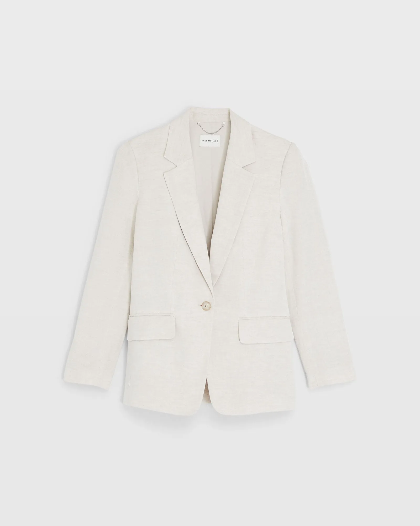 Relaxed Single Breasted Linen-Blend Blazer