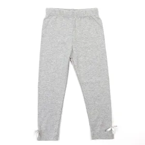 Ribbon Bow & Pearl Detail Leggings - Grey