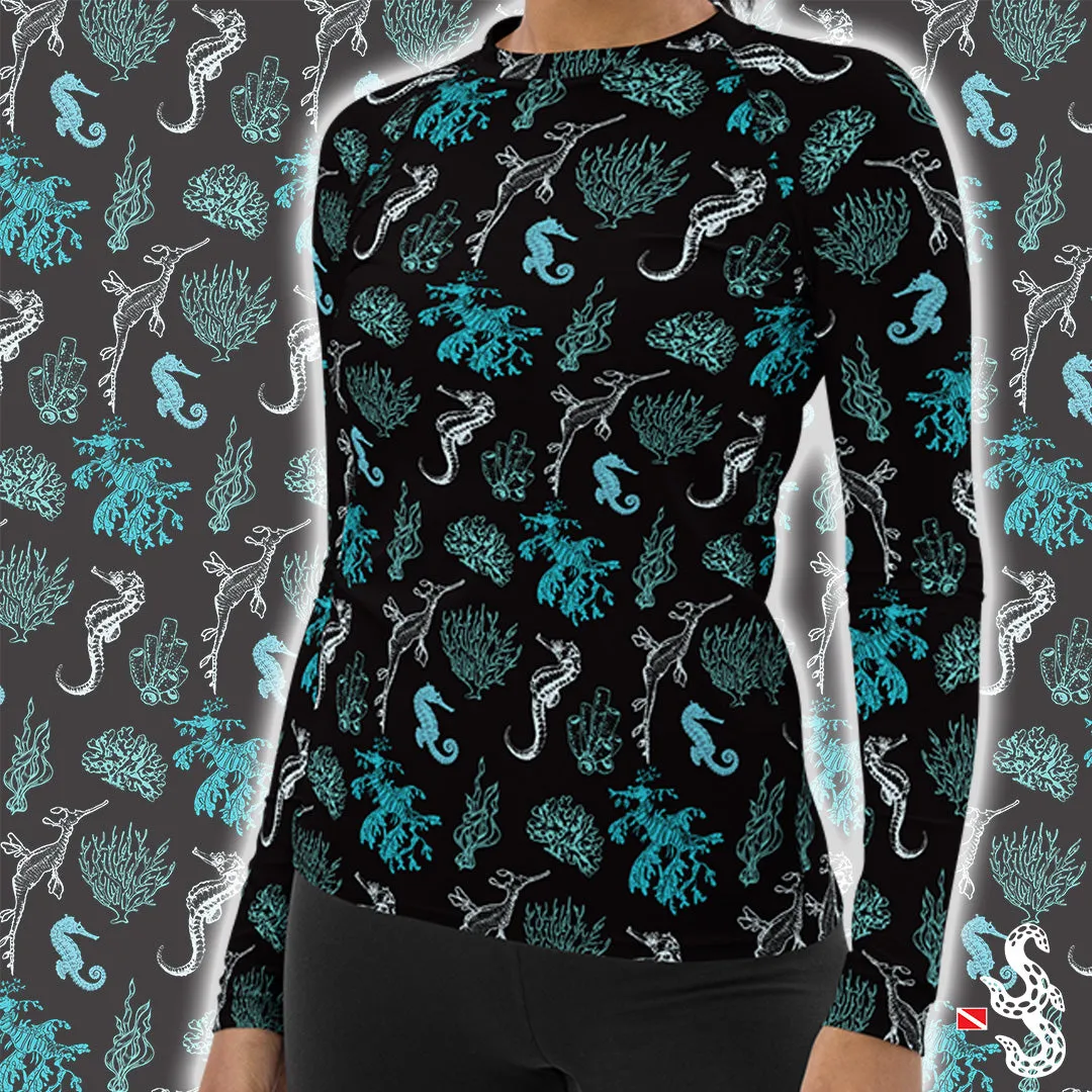 Salty Seahorse and Sea Dragon Women's Rash Guard