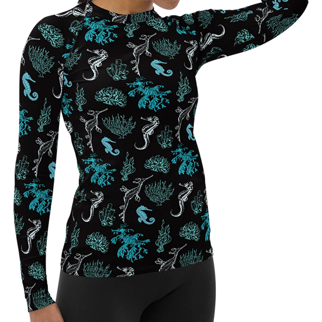 Salty Seahorse and Sea Dragon Women's Rash Guard