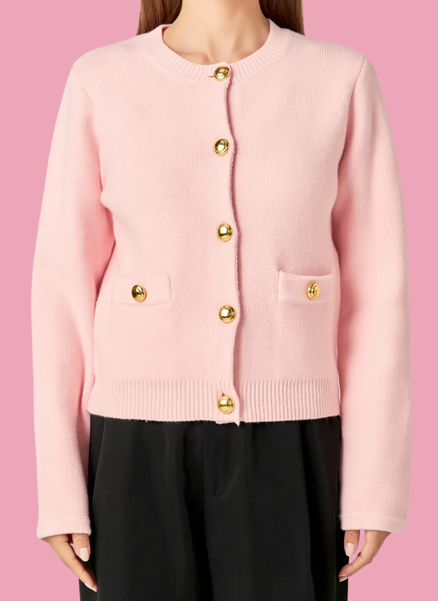 Signature Gold Button Cardigan