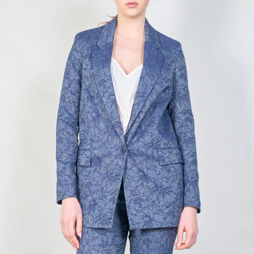 Textured tailored blazer with single button closure wholesale